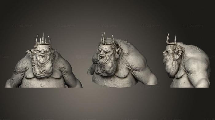 Бюсты монстры и герои (Толстяк с короной, BUSTH_1288) 3D модель для ЧПУ станка